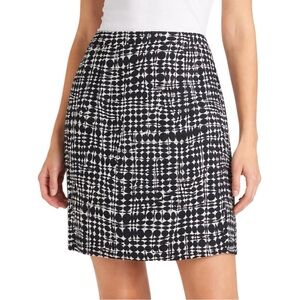 Vintage Trina Turk 100% Silk Skirt Size 4 Black White Abstract Print Made in USA